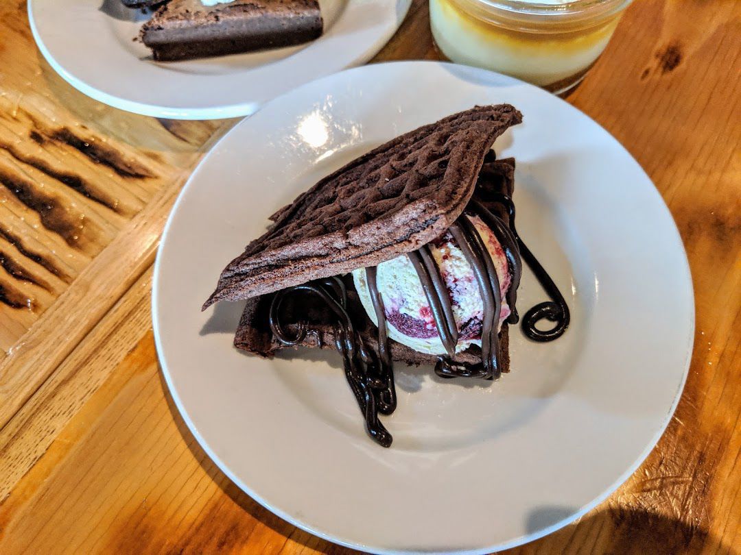 Our Gourmet: Chapel and Main chocolate waffle with berry ice cream